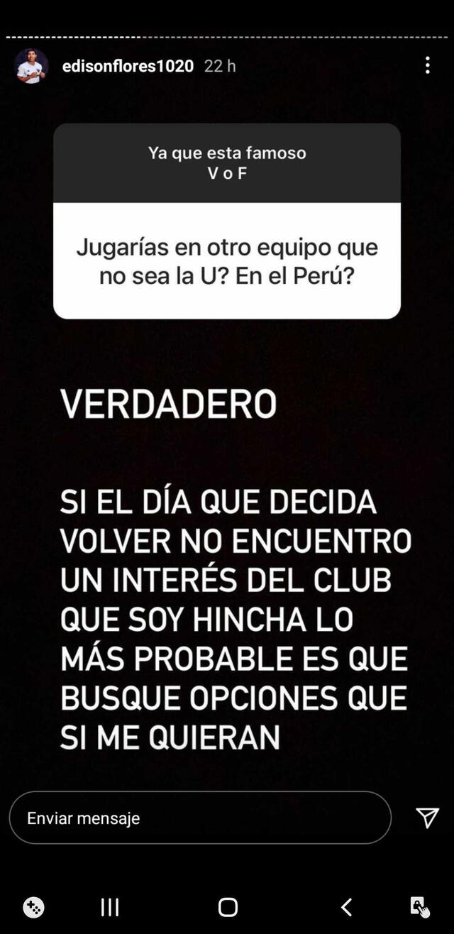 Edison Flores salió de las divisiones menores de Universitario. Foto: Instagram Flores