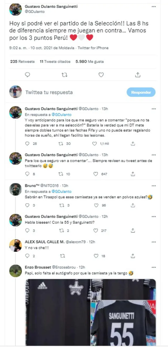 Dulanto se enteró en Twitter que en Polvos Azules se vende la camiseta de FC Sheriff.