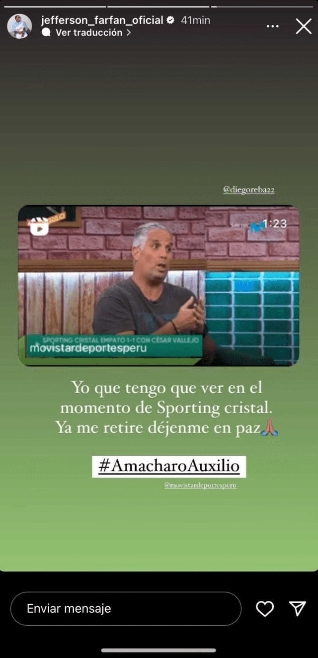  Farfán respondió a Rebagliati tras compararlo con Yotún sobre mal momento con Cristal. Foto: captura/Instagram   