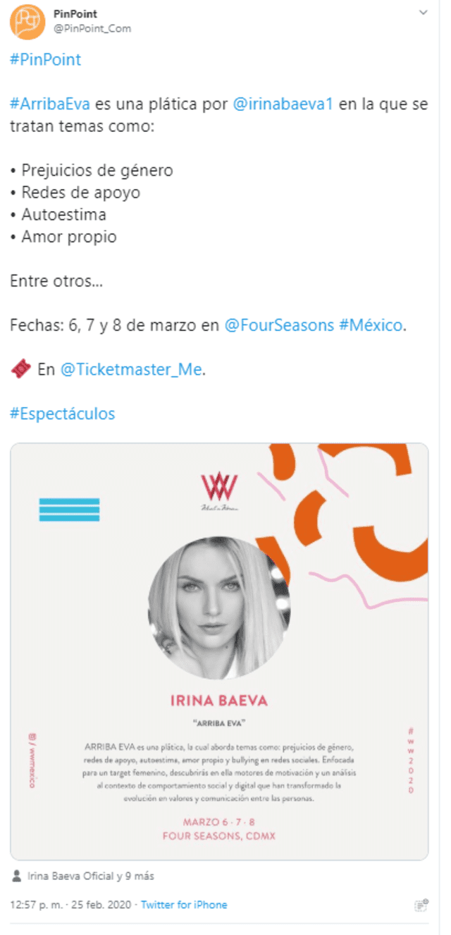 El anuncio de la participación de Irina Baeva.