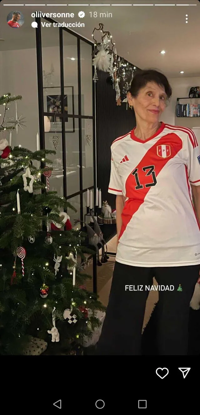 Familiar de Oliver Sonne con la camiseta de la selección peruana. Foto: captura/Instagram   
