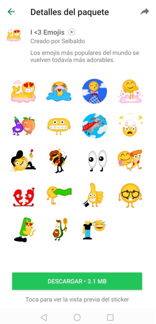 Stickers “I Love Emojis” en WhatsApp. Foto: La República