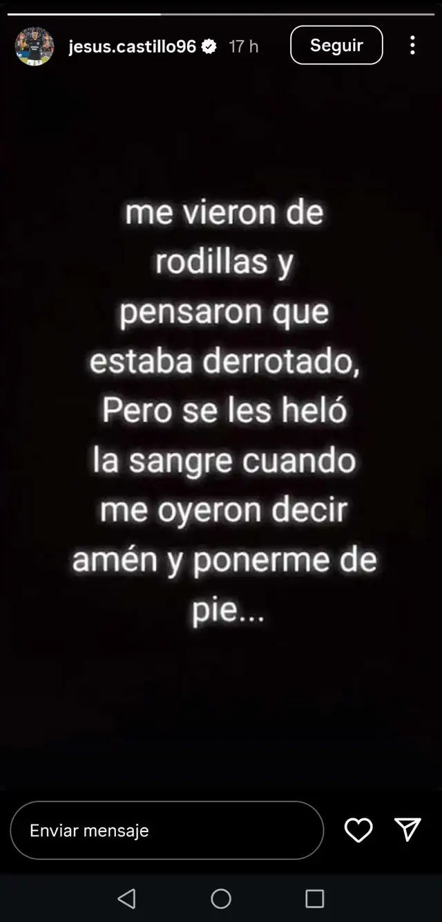 Publicación de Jesús Castillo en Instagram. Foto: jesus.castillo96    