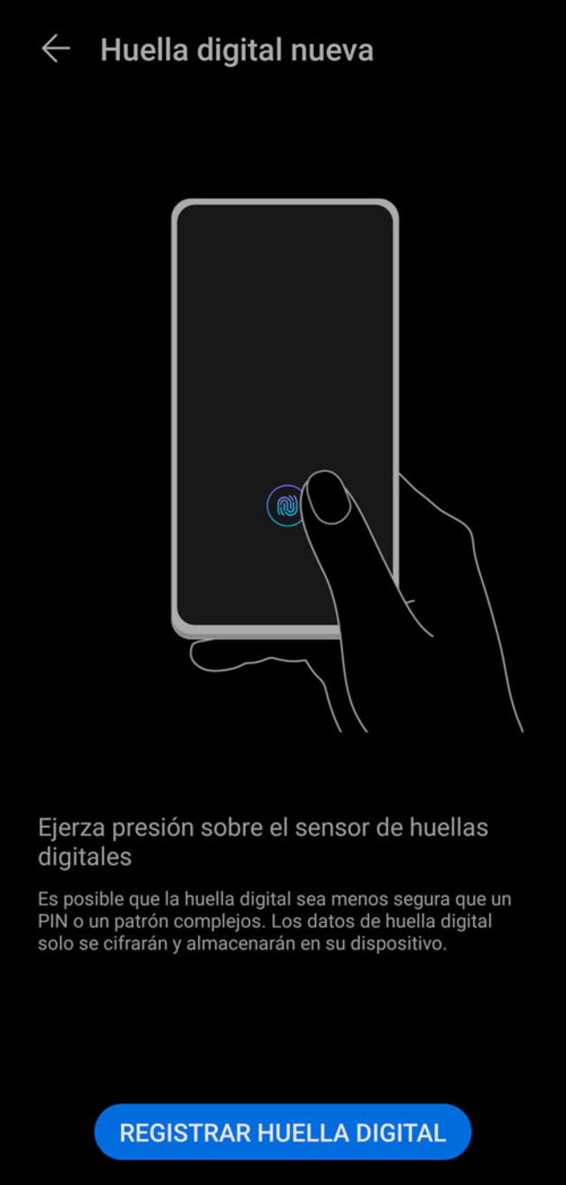 Huella dactilar del Huawei P40 Pro