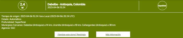 Temblor HOY | Temblor en Colombia, jueves 6 de abril en Colombia: ¿dónde fue el epicentro y de cuánto fue el sismo de hoy? | qué grado fue el temblor en Colombia | Terremoto Sismo Temblor hoy | Servicio Geológico Colombiano | LRTMP