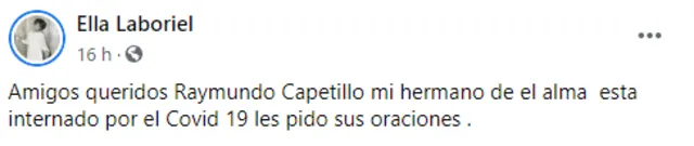 La actriz Ella Laboriel informó sobre Raymundo Capetillo. Foto: Captura Facebook.