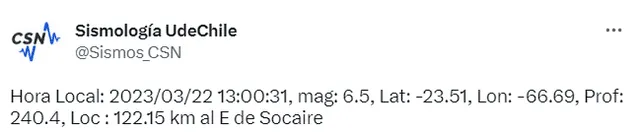 Último temblor de hoy en Chile 22 de marzo de 2023