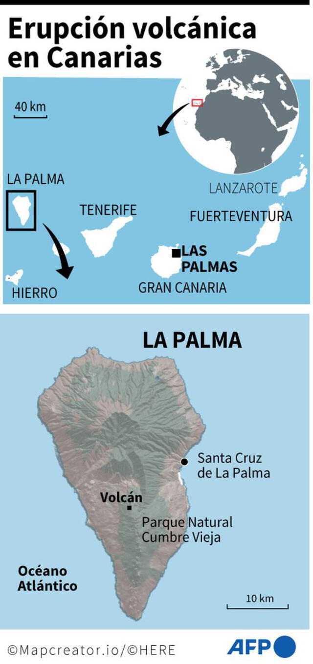 Erupción volcánica en Canarias. Foto: AFP