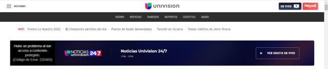 Univisión pone a disposición su página web para disfrutar de sus contenidos. Foto: captura