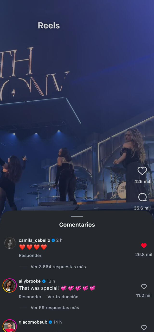  Pese a no estar presente en el reencuentro, Camila Cabello mostró su apoyo a sus compañeras en esta presentación. Foto: Captura de Instagram   