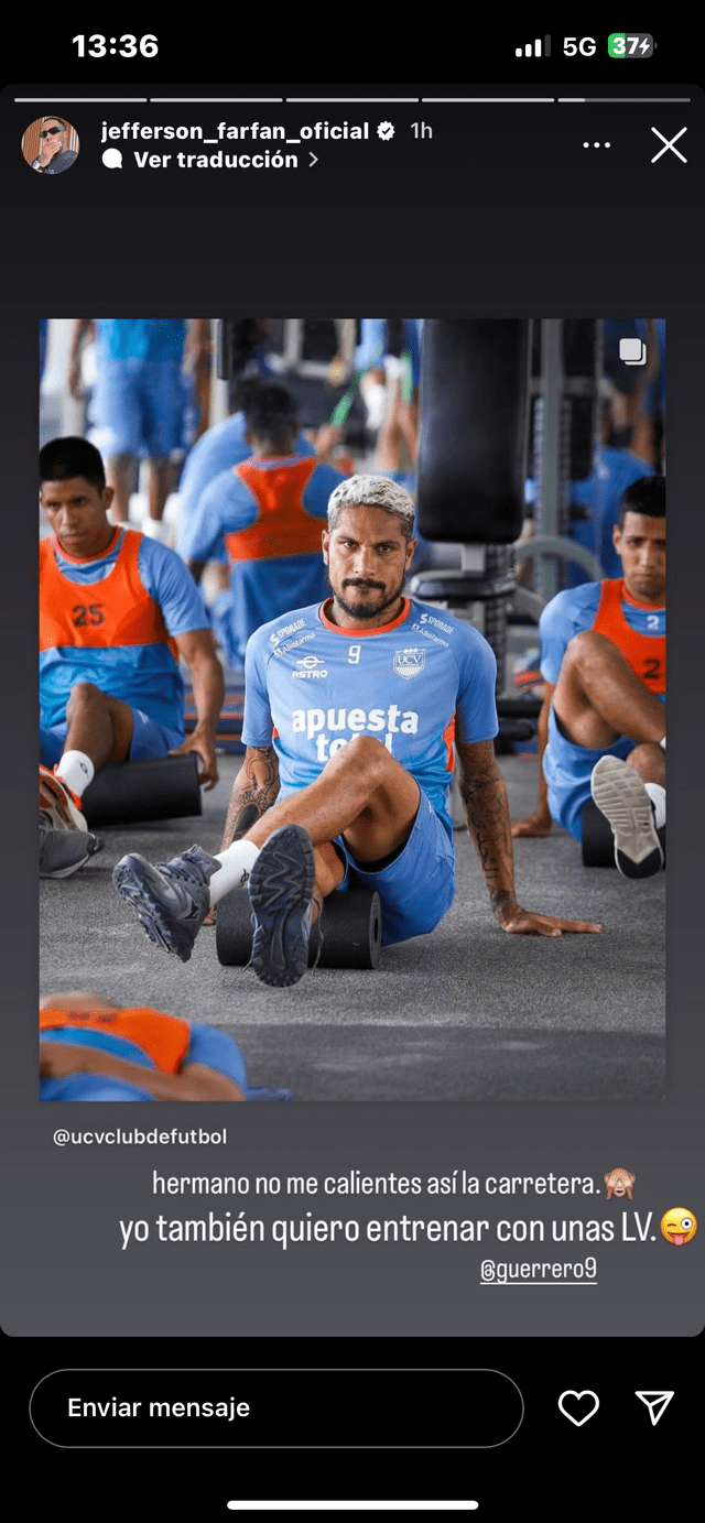 Farfán y su broma a Paolo Guerrero. Foto: Instagram/Jefferson Farfán   