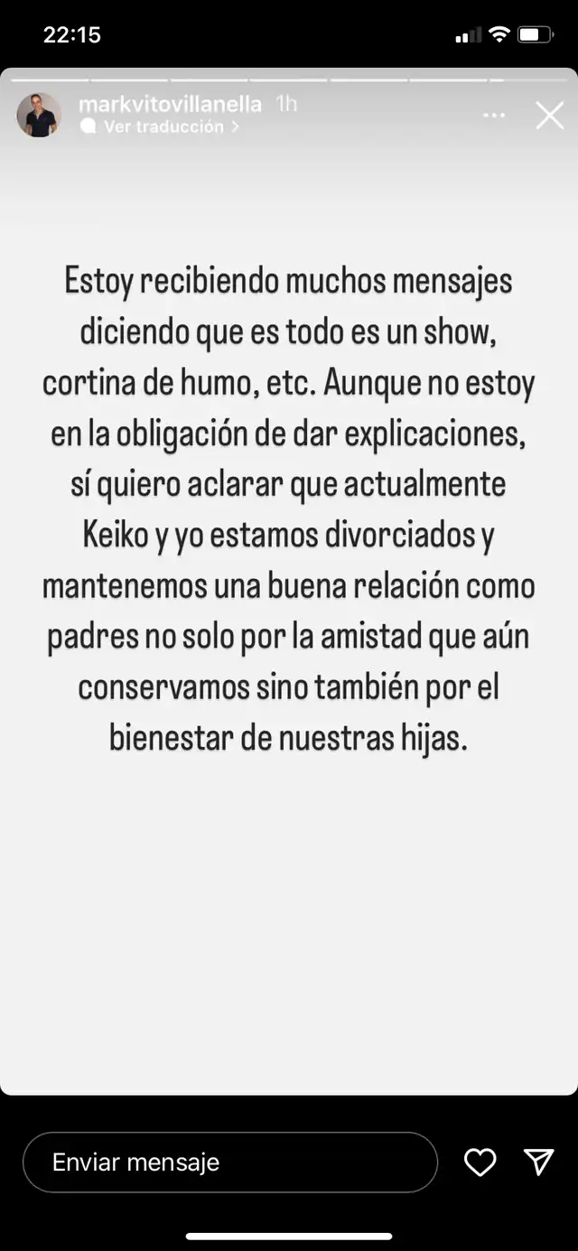 Mark Vito lanza un segundo comunicado. Instagram de Mark Vito   