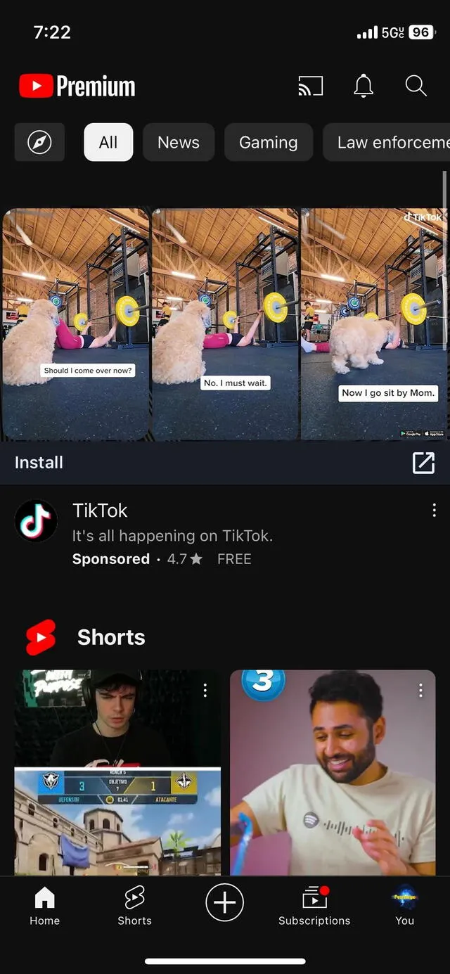  Anuncio de TikTok aparece en YouTube Premium. Foto: Reddit   