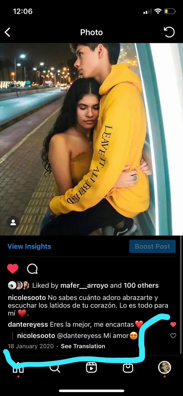 Prueba de que ambos mantuvieron una relación. Foto: captura. Prueba de que ambos mantuvieron una relación. Foto: captura.