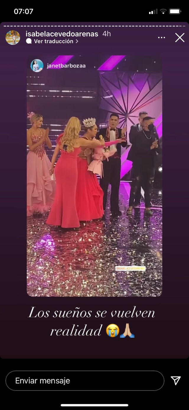 Isabel Acevedo se pronuncia tras ganar Reinas del show. Foto: Isabel Acevedo/Instagram