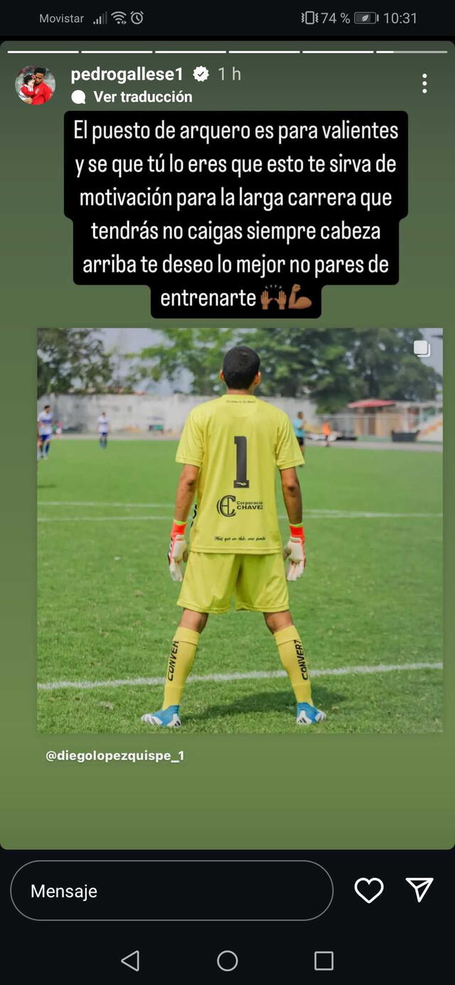 Mensaje de Pedro Gallese a Diego López. Foto: captura de Instagram   