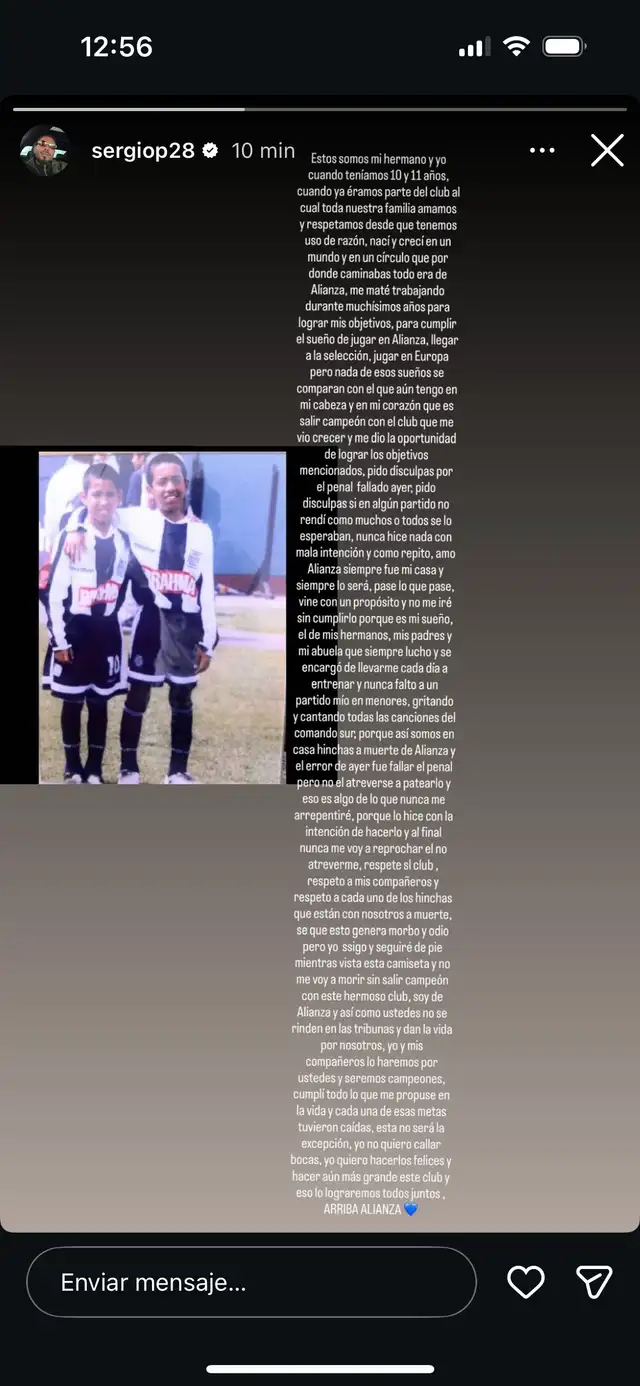 Mensaje de Sergio Peña en Instagram. Foto: Instagram Mensaje de Sergio Peña en Instagram. Foto: Instagram