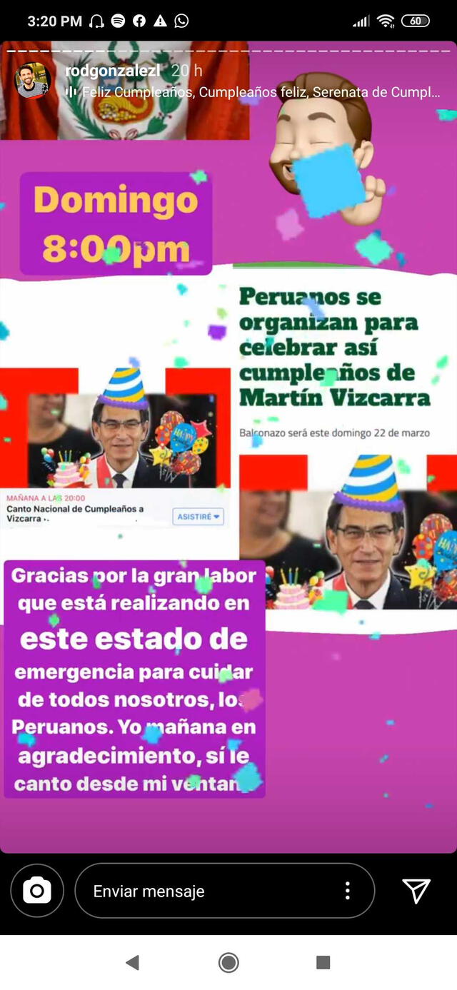 Rodrigo González saluda a Martín Vizcarra por su cumpleaños
