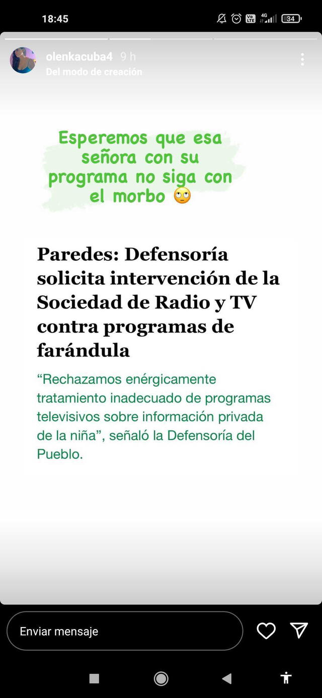 Olenka Cuba aplaude que la Defensoría haya solicitado a la Sociedad de Radioy TV su intervención para con los programas de farándula.