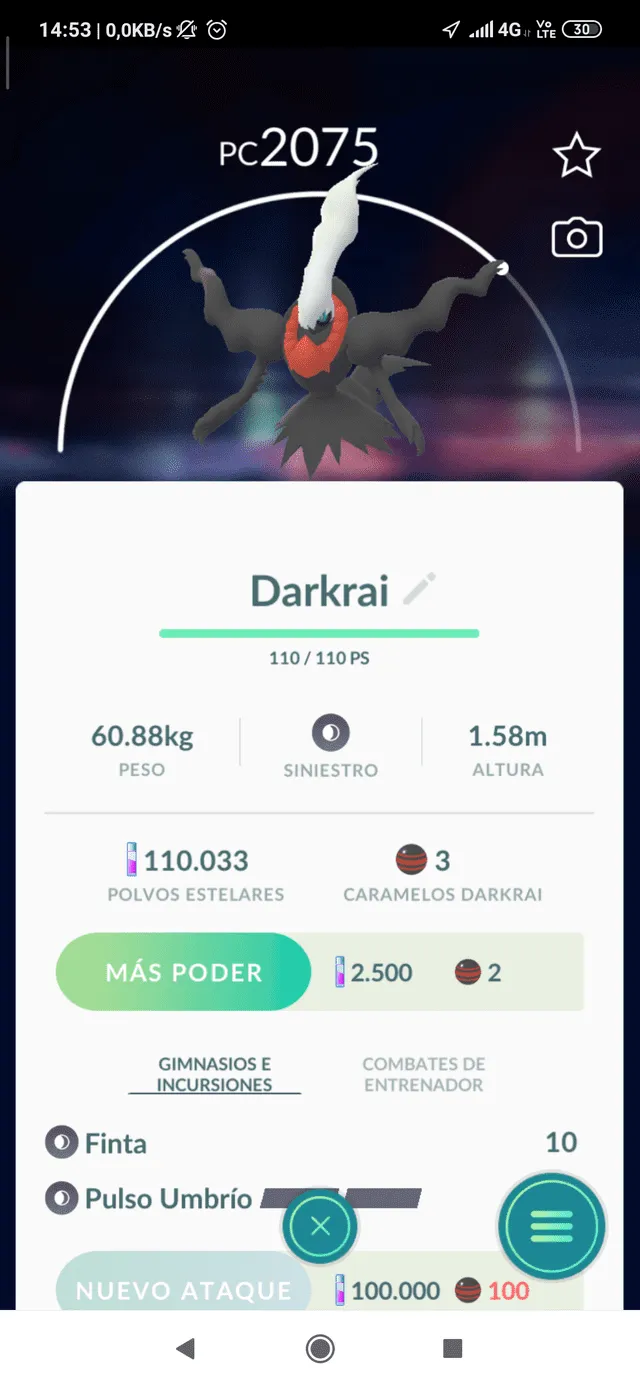 Darkrai en Pokémon GO.