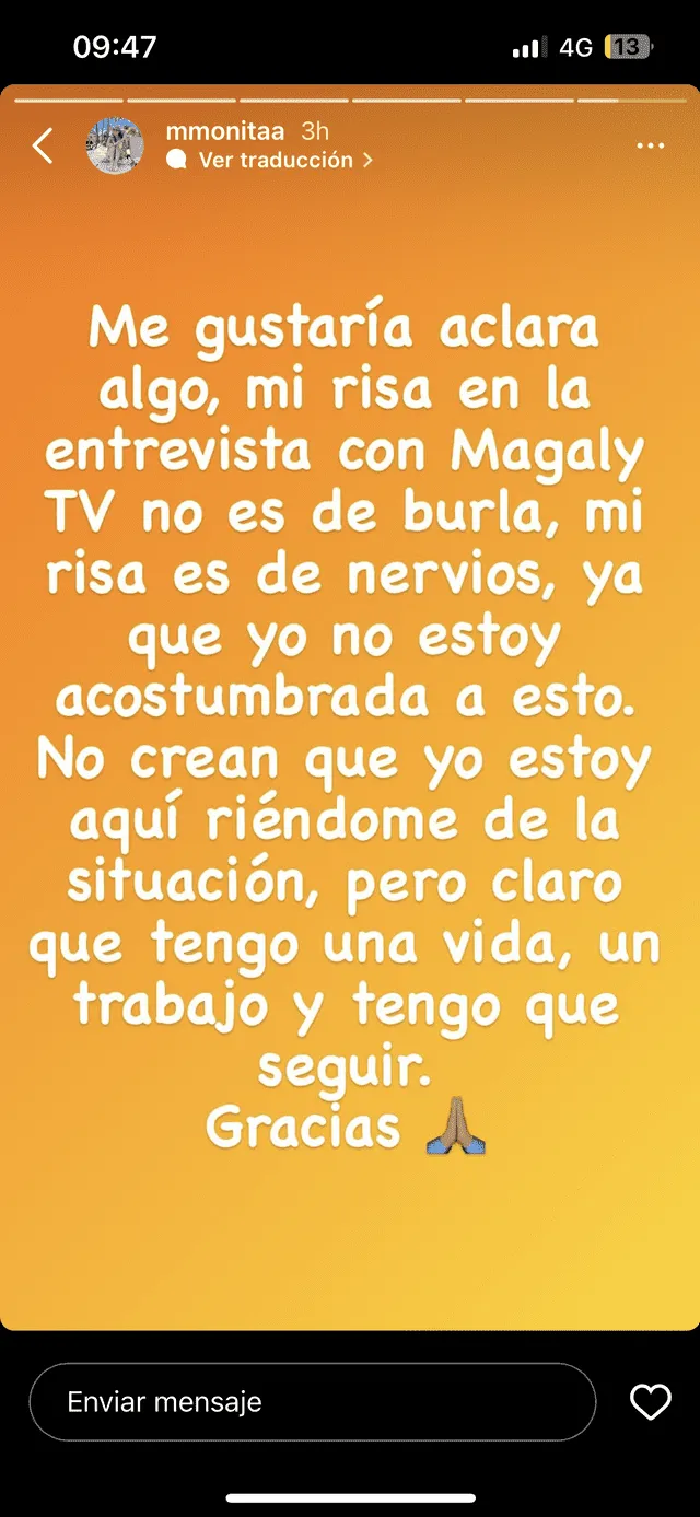 Mary Moncada aclara cómo se siente tras ampay. Foto: Instagram/Mary Moncada   