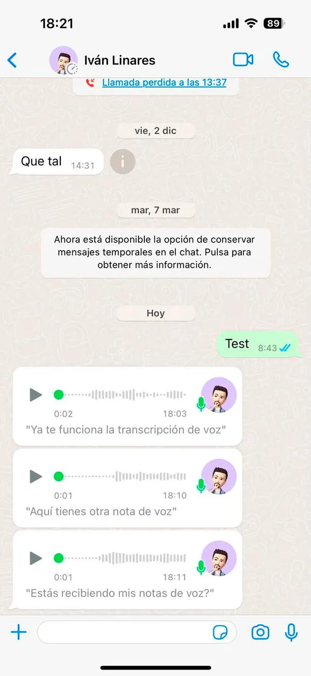  Así lucen las transcripciones en WhatsApp. Foto: Xataka<br><br>    