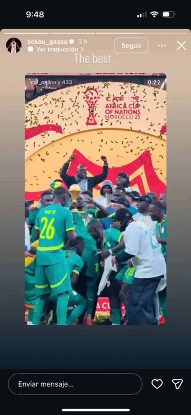 Publicación de Sekou Gassama. Foto: Instagram.   