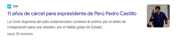  Publicación de DW sobre Castillo.   