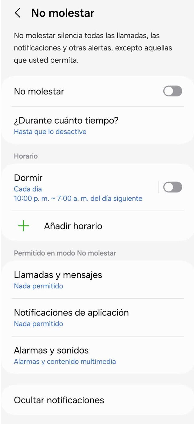  La función 'No molestar' también permite añadir excepciones. Foto: La República   