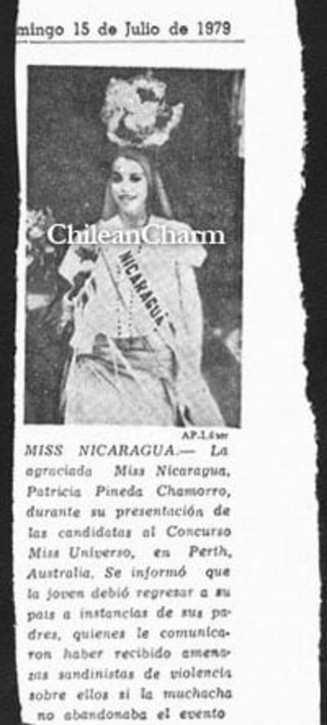 Nota periodística en un diario de Nicaragua sobre el caso de Patricia Pineda. Foto: Facebook / ChileanCharm   