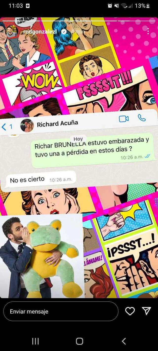  Richard Acuña responde rumores y desmiente que Brunella Horna haya perdido un hijo suyo. Foto: captura/Instagram   