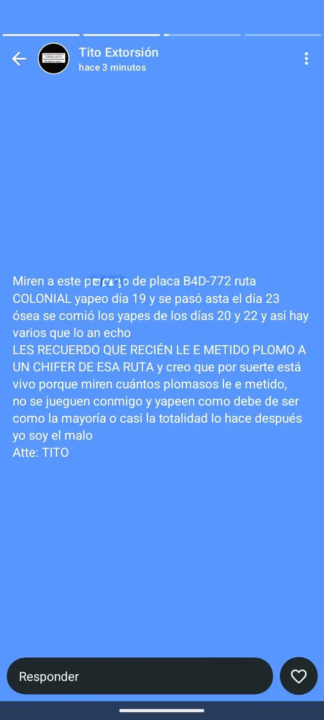 Tras el ataque, al WhatsApp de los trabajadores llegaron mensajes de la banda de Tito.   