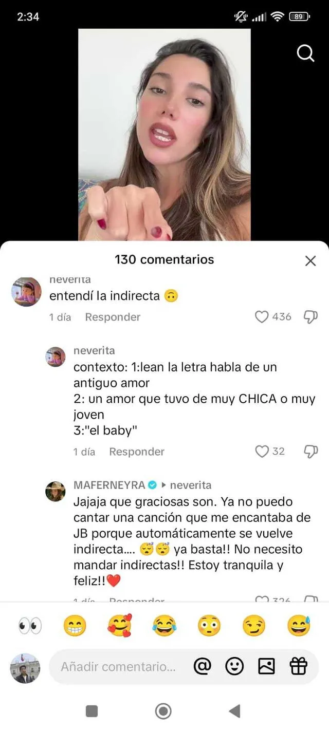  Mafer Neyra responde en redes sociales. Foto: Captura TikTok   