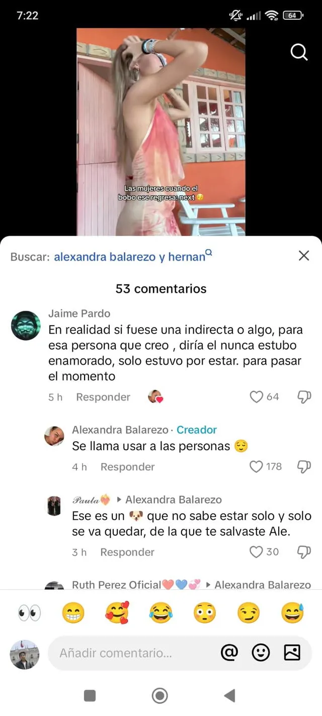  Respuesta de Alexandra Balarezo. Foto: Captura TikTok   