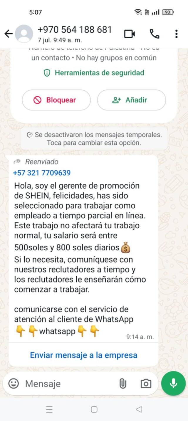 Los números de contacto provienen de diferentes partes del mundo.    