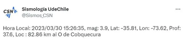 Réplica del sismo de 6.4 registrado en Chile. Foto: CSN   