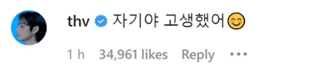 Comentario de Taehyung de BTS en la publicación de Choi Woo Shik. Foto: captura/Instagram