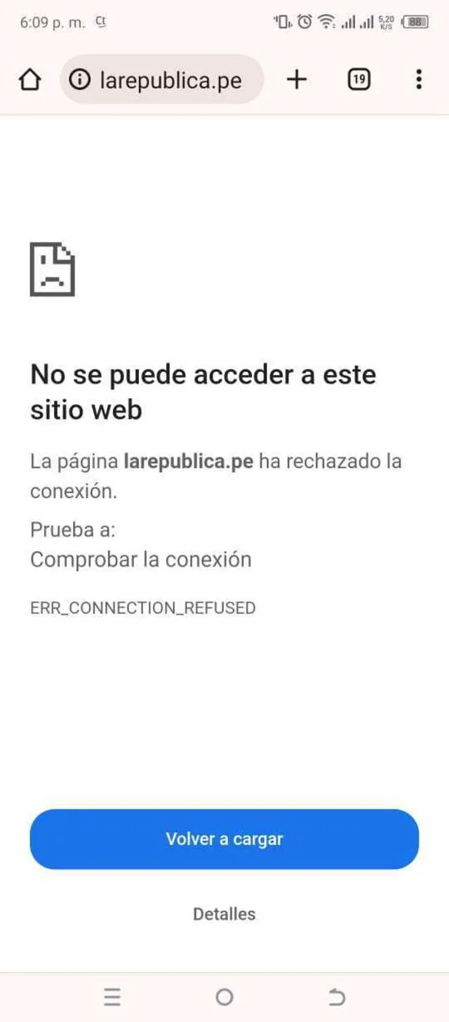 Usuarios reportaron el bloqueo del medio La República en Venezuela. Foto: Captura.   