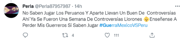 Usuaria mexicana critica al equipo peruano. Foto: captura/Twitter.