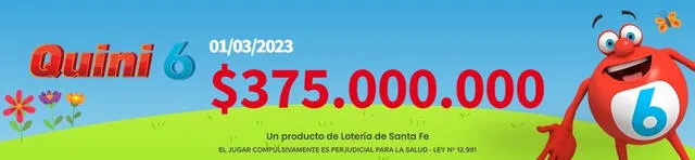  Pozo total del sorteo Quini 6 de HOY, 1 de marzo. Foto: Quini 6   