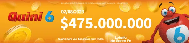 Gana 475 millones de pesos con el Quini 6 de HOY. Foto: Quini 6