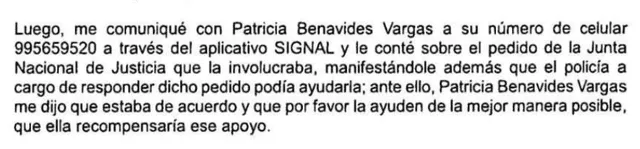  Patricia Benavides habría aceptado sin problema la ayuda que le podría proporcionar Jorge Rodríguez Menacho. Foto: Ministerio Púbico   