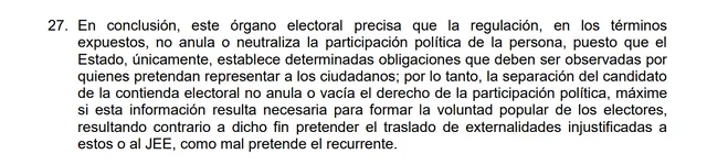 Resolución del Jurado Nacional de Elecciones.