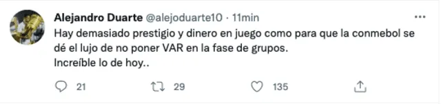 Reacción de Alejandro Duarte tras la derrota de Cristal. Foto: captura Twitter Alejandro Duarte
