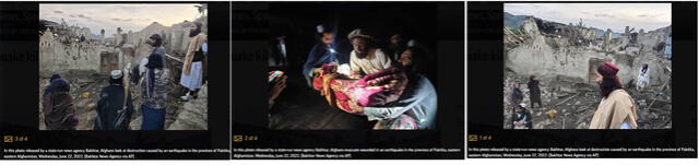 Imágenes del contexto del reciente terremoto en Afganistán. Foto: composición / capturas en web de AP.