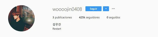 Presunta cuenta Instagram de Kim Woojin, exintegrante de Stray Kids.