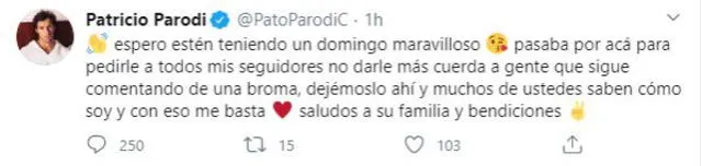 Patricio Parodi minimiza críticas por respuesta a Ana Jara.