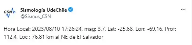 Sismo en Chile. Foto: CSN   