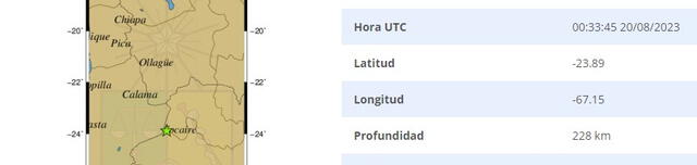 Último temblor registrado en Chile. Foto: CSN | sismo en Chile