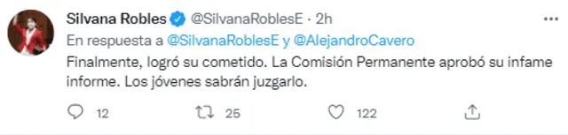 Silvana Robles también se refirió a la decisión de la Comisión Permanente